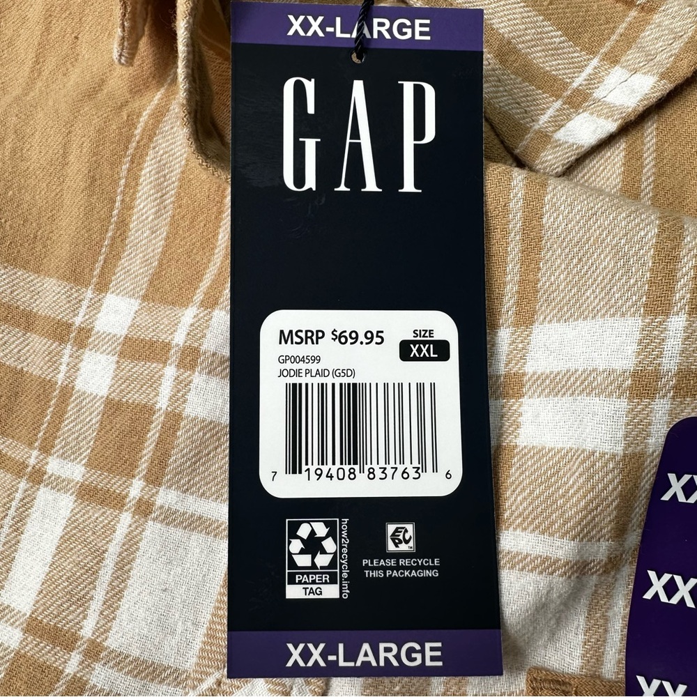 Gap Women's Soft‎ Cotton Relaxed Fit Button Up Flannel Shirt Size XXLarge -New - Picture 11 of 11
